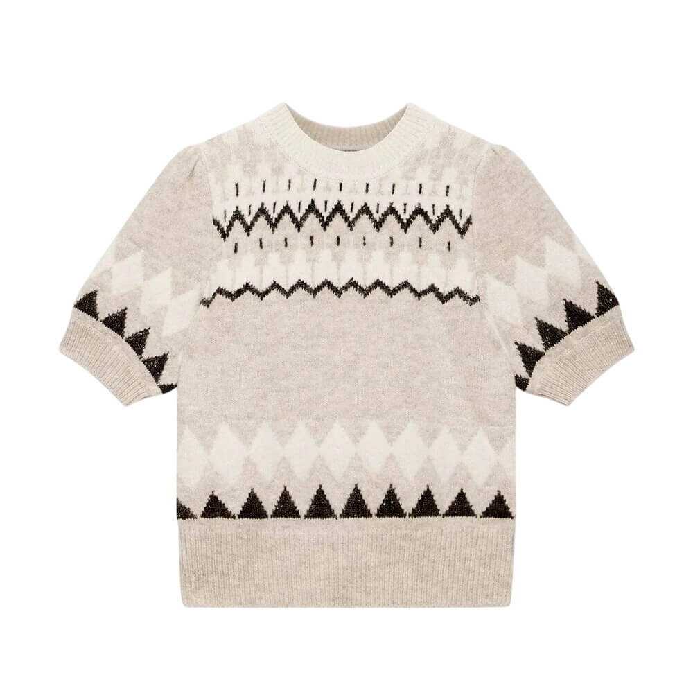Mint Velvet Neutral Fairisle Knit Top